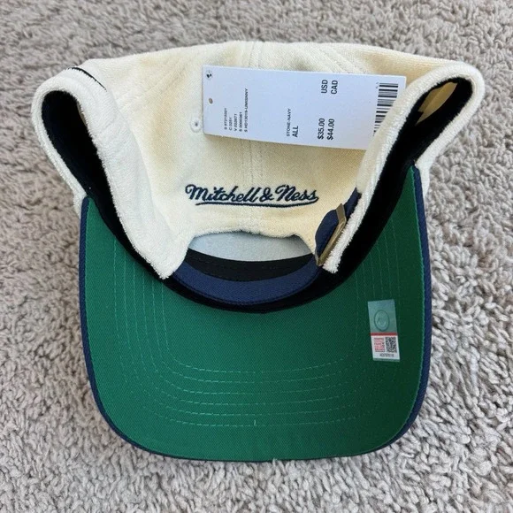 Michigan Wolverines Dune Hat Mitchell & Ness Adjustable Stone Navy‎ Dad Fit Cap - Picture 8 of 9